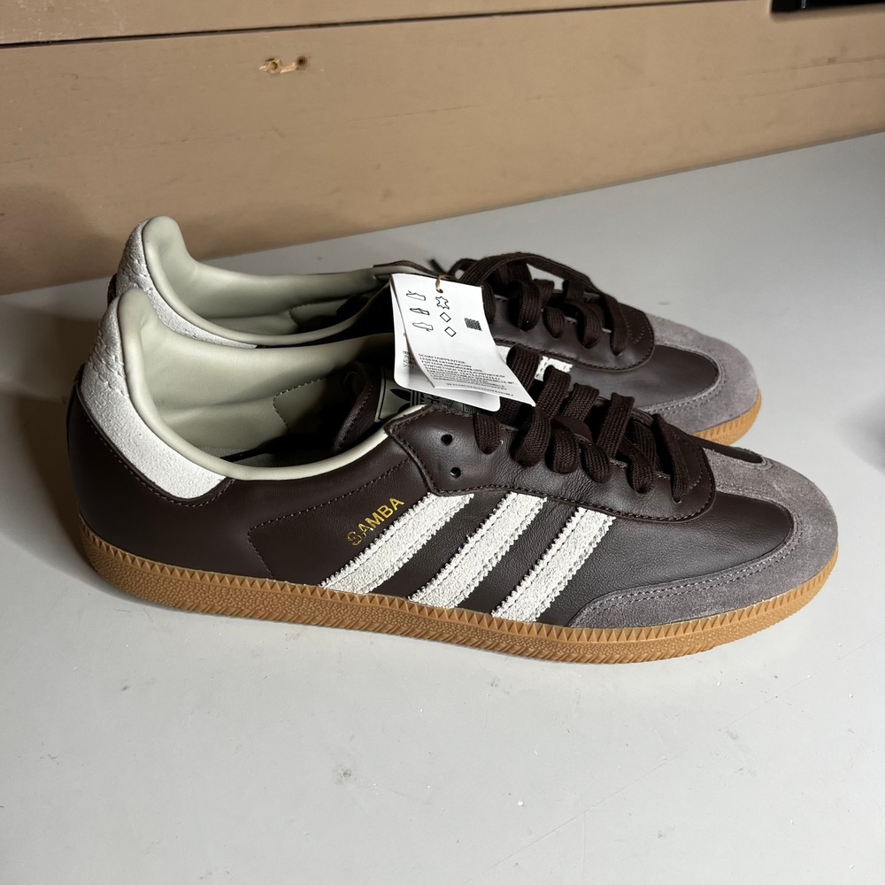 Adidas Samba OG Brown White Gum Sole Leather Sneakers ID1481 Mens 11